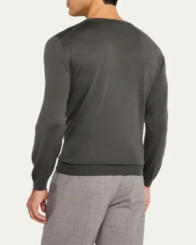 Giorgio Armani Men's Silk-Cotton Crew Sweater | Thumbnail 3