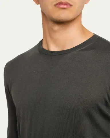 Giorgio Armani Men's Silk-Cotton Crew Sweater | Thumbnail 5