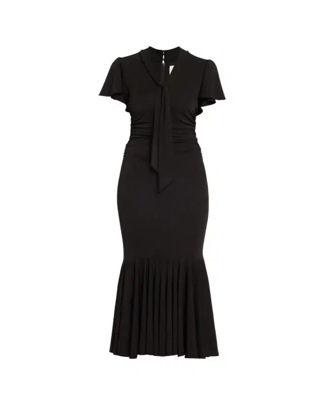 Hertha Tie-Neck Midi Dress