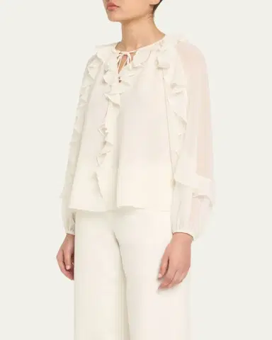 Kobi Halperin Bali Raglan-Sleeve Ruffle Blouse | Thumbnail 4