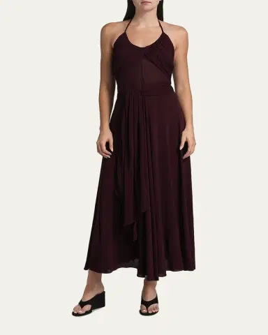 Alaïa Draped Halter Backless Gown | Thumbnail 2