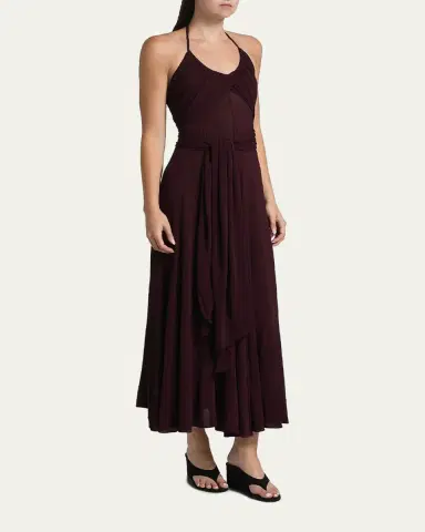 Alaïa Draped Halter Backless Gown | Thumbnail 4