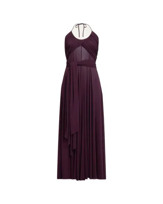 Draped Halter Backless Gown