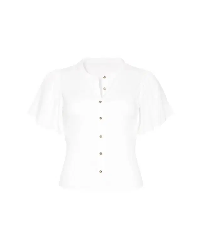 Colette Button-Front Flutter-Sleeve Top