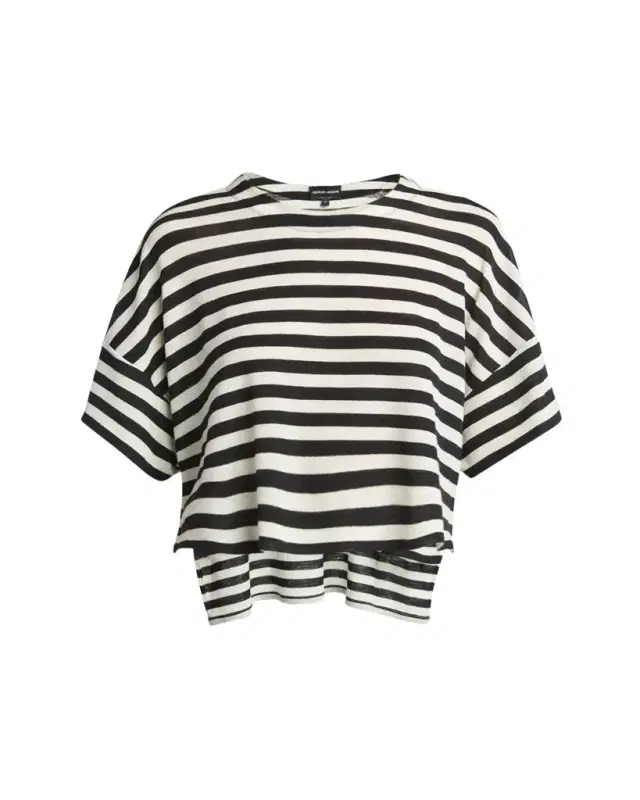 Giorgio Armani Stripe High Low Wool T-Shirt