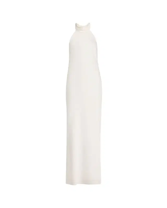 Ramy Brook Tatiana Low-Cut Halter Column Gown