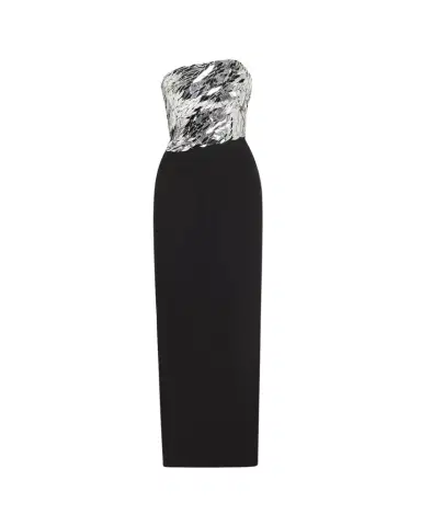 PAMELLA ROLAND Asymmetric Strapless Mirrored Crepe Column Gown | Thumbnail 1 PAMELLA ROLAND Asymmetric Strapless Mirrored Crepe Column Gown | Thumbnail 1