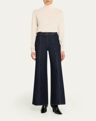 Ulla Johnson The Bianca Front-Seam Wide-Leg Jeans | Thumbnail 2
