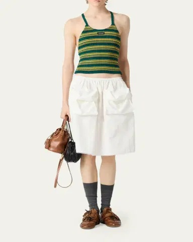 Miu Miu Striped Knit Strappy Backless Tank Top | Thumbnail 2 Miu Miu Striped Knit Strappy Backless Tank Top | Thumbnail 2