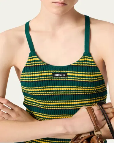 Miu Miu Striped Knit Strappy Backless Tank Top | Thumbnail 4 Miu Miu Striped Knit Strappy Backless Tank Top | Thumbnail 4