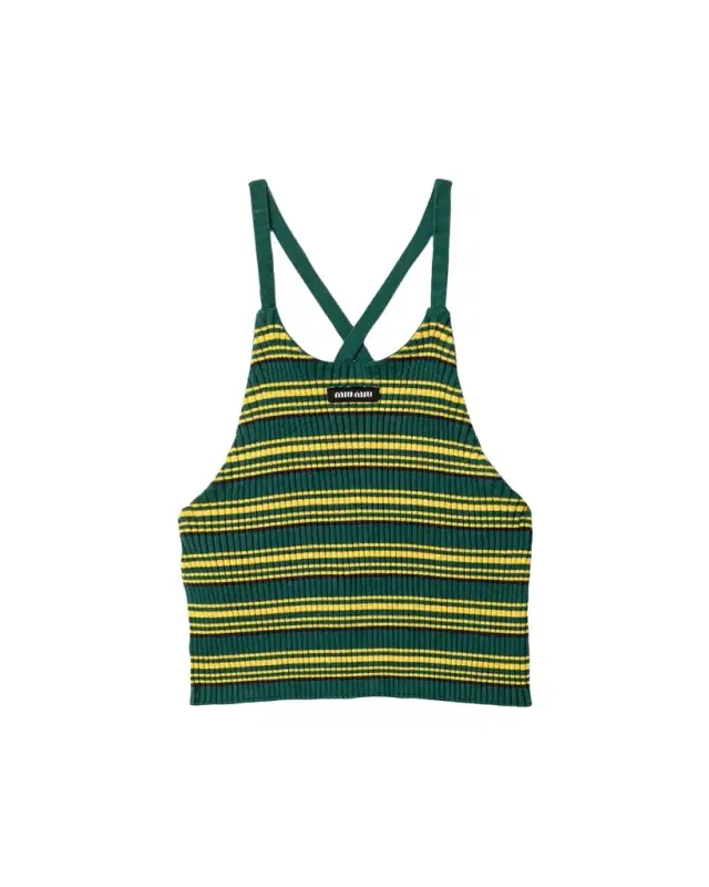 Striped Knit Strappy Backless Tank Top