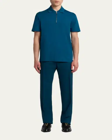 Versace Men's Medusa Zip Pique Polo Shirt | Thumbnail 2