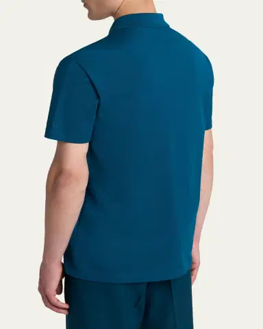 Versace Men's Medusa Zip Pique Polo Shirt | Thumbnail 3