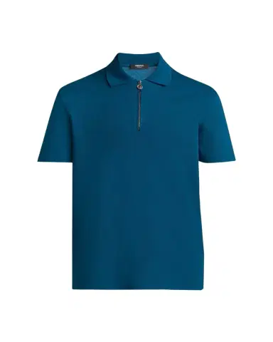 Versace Men's Medusa Zip Pique Polo Shirt | Thumbnail 1