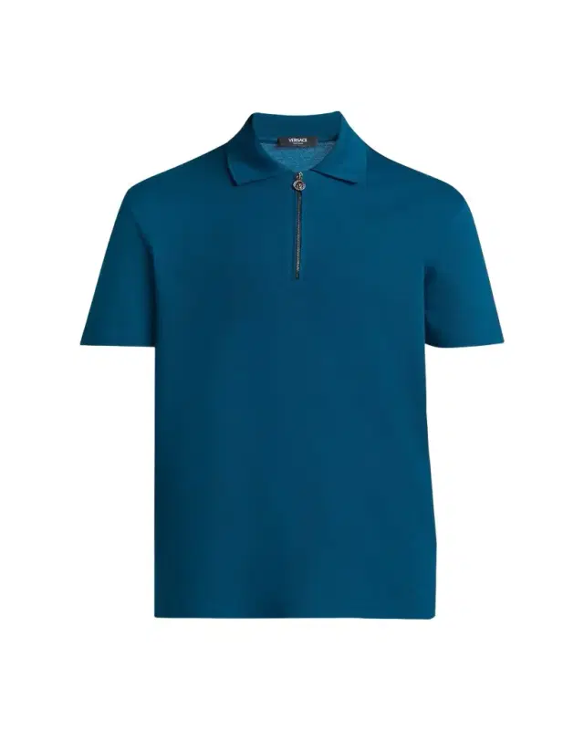 Men's Medusa Zip Pique Polo Shirt