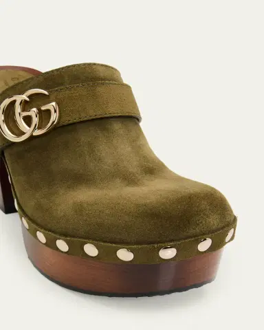 Gucci Marmont GG Suede Platform Clogs | Thumbnail 5