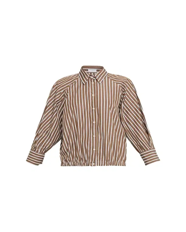 Brunello Cucinelli Striped Cotton Button-Down Balloon Shirt