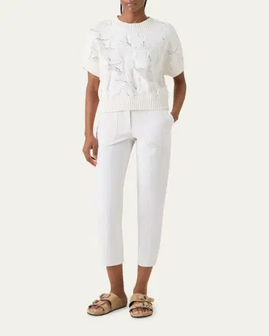Akris punto Chunky Flower Ajour Knit Short-Sleeve Sweater | Thumbnail 2 Akris punto Chunky Flower Ajour Knit Short-Sleeve Sweater | Thumbnail 2