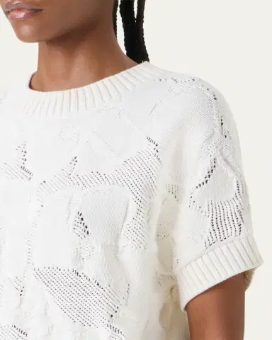Akris punto Chunky Flower Ajour Knit Short-Sleeve Sweater | Thumbnail 5 Akris punto Chunky Flower Ajour Knit Short-Sleeve Sweater | Thumbnail 5