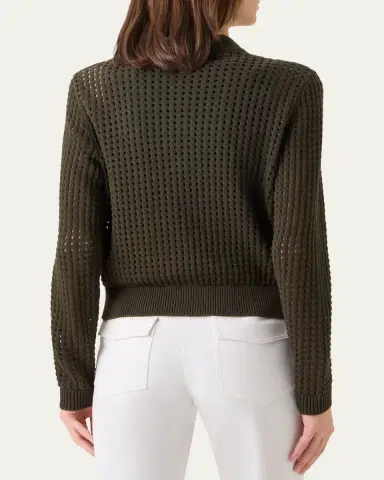 Akris punto Chunky Cotton Mesh Zip Bomber Cardigan | Thumbnail 3 Akris punto Chunky Cotton Mesh Zip Bomber Cardigan | Thumbnail 3