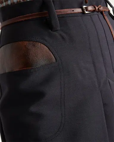 Prada Leather-Pockets Wool Midi Skirt | Thumbnail 4