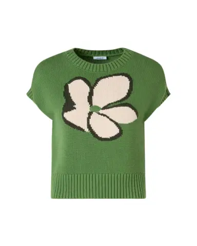 Akris punto Papercut Flower Cotton Knit Cap-Sleeve Sweater | Thumbnail 1