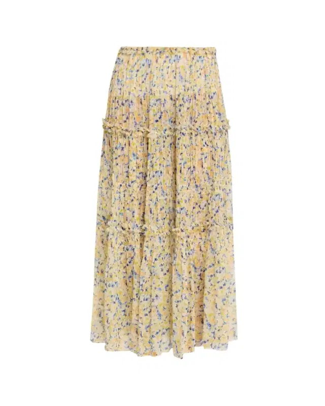Virginie Floral Silk Chiffon Midi Skirt