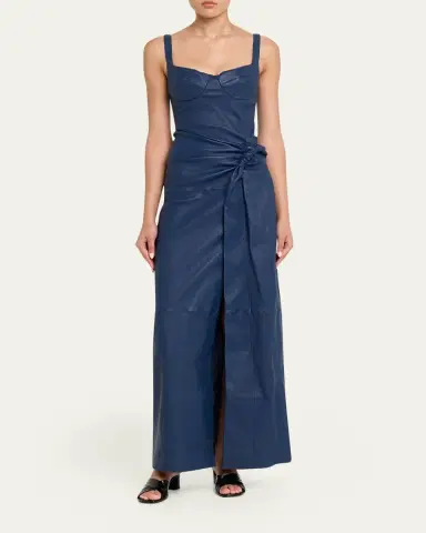 Simkhai Lyle Draped Leather Dress | Thumbnail 2 Simkhai Lyle Draped Leather Dress | Thumbnail 2