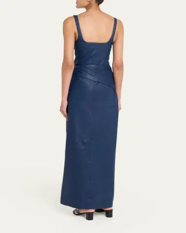 Simkhai Lyle Draped Leather Dress | Thumbnail 3 Simkhai Lyle Draped Leather Dress | Thumbnail 3