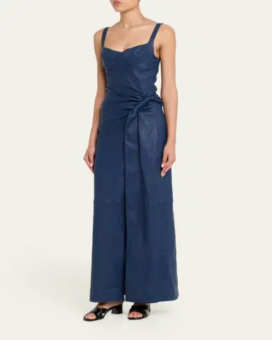 Simkhai Lyle Draped Leather Dress | Thumbnail 4 Simkhai Lyle Draped Leather Dress | Thumbnail 4