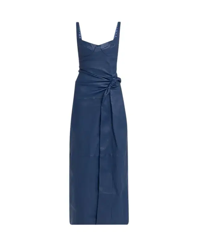 SIMKHAI Lyle Draped Leather Dress