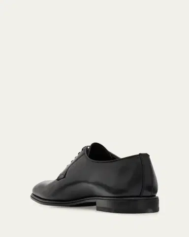 Ferragamo Men's Stefano Almond-Toe Leather Derby Shoes | Thumbnail 2 Ferragamo Men's Stefano Almond-Toe Leather Derby Shoes | Thumbnail 2
