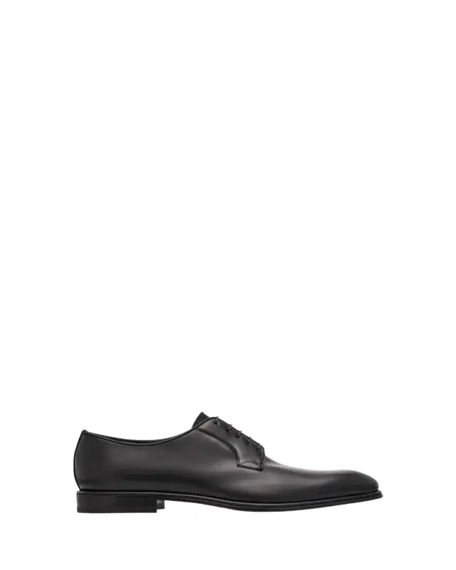 Ferragamo Men's Stefano Almond-Toe Leather Derby Shoes