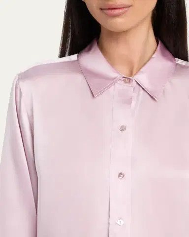 L'Agence Dani Silk Satin 3/4-Sleeve Button-Down Blouse | Thumbnail 5