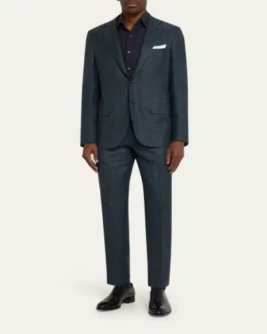 Kiton Men's Tonal Plaid Cashmere Two-Piece Suit | Thumbnail 2