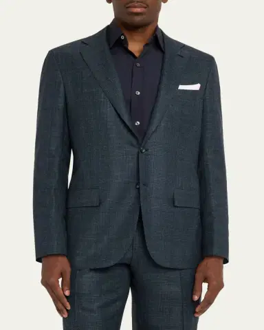 Kiton Men's Tonal Plaid Cashmere Two-Piece Suit | Thumbnail 4
