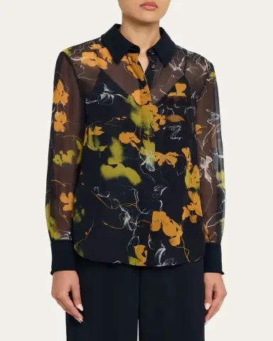 Jason Wu Collection Shadow Floral Crepe De Chine Button-Down Shirt | Thumbnail 4 Jason Wu Collection Shadow Floral Crepe De Chine Button-Down Shirt | Thumbnail 4