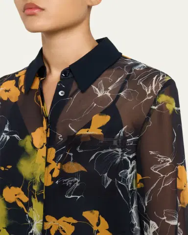Jason Wu Collection Shadow Floral Crepe De Chine Button-Down Shirt | Thumbnail 5 Jason Wu Collection Shadow Floral Crepe De Chine Button-Down Shirt | Thumbnail 5