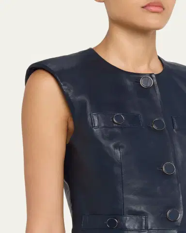 Veronica Beard Tamara Leather Vest | Thumbnail 5 Veronica Beard Tamara Leather Vest | Thumbnail 5