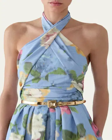 Carolina Herrera Floral Crisscross Halter Midi Dress | Thumbnail 4 Carolina Herrera Floral Crisscross Halter Midi Dress | Thumbnail 4