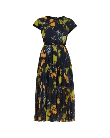 Jason Wu Collection Shadow Floral Pleated Crepe De Chine Midi Dress | Thumbnail 1 Jason Wu Collection Shadow Floral Pleated Crepe De Chine Midi Dress | Thumbnail 1