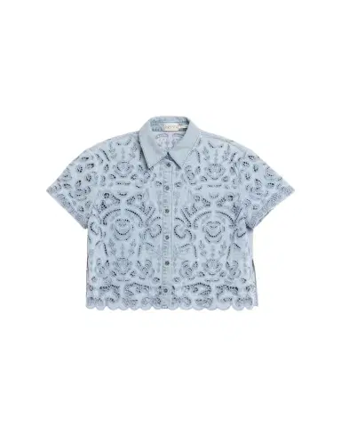 ALICE + OLIVIA Lane Embroidered Denim Button-Front Shirt | Thumbnail 1
