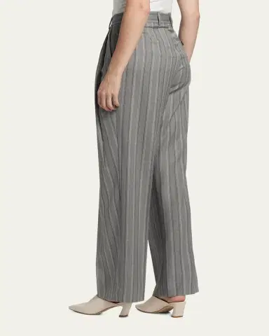 Stella McCartney Striped Wool Pleated Straight-Leg Trousers | Thumbnail 3