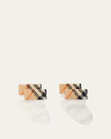 Burberry Kid's Two-Pack Cotton-Blend Socks, Size 1M-18M | Thumbnail 2