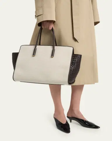 Bottega Veneta Barbara Medium Canvas and Leather Tote Bag | Thumbnail 2