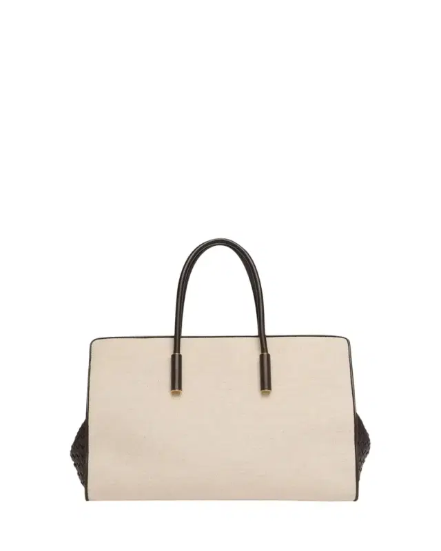 Bottega Veneta Barbara Medium Canvas and Leather Tote Bag