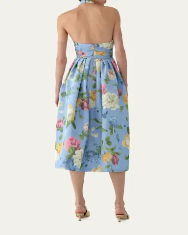 Carolina Herrera Floral Crisscross Halter Midi Dress | Thumbnail 3