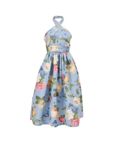 Carolina Herrera Floral Crisscross Halter Midi Dress | Thumbnail 1