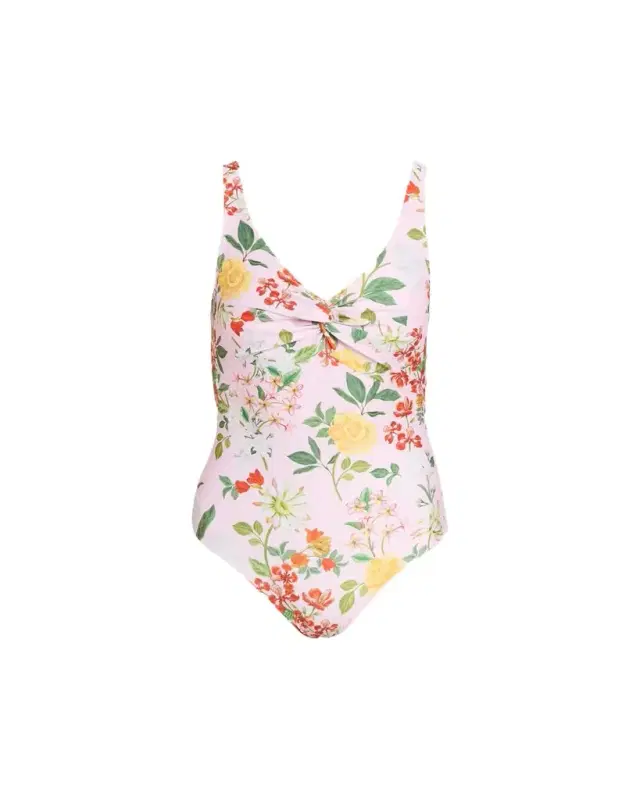 Verandah Twisted Drape Floral One-Piece Swimsuit