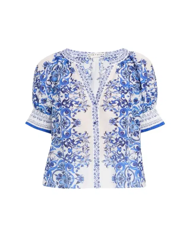 ALICE + OLIVIA Thalia Puff-Sleeve Blouse